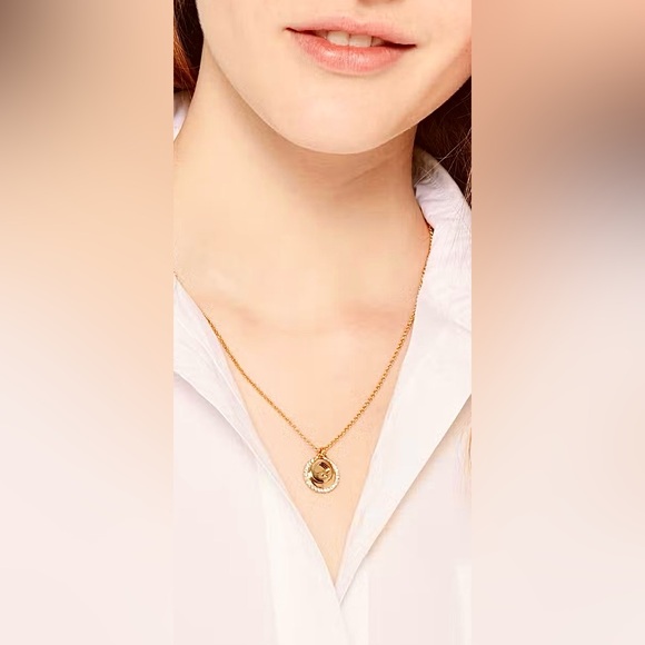 New w/Tags kate spade Gold Pave Circle & Spade Necklace - Picture 7 of 8